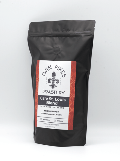 Cafe St. Louis Coffee Blend - Twin Pikes Roastery - Medium Roast - 12oz - Angled