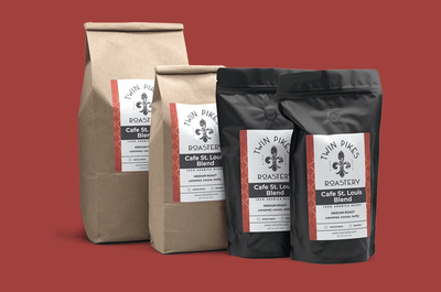 Cafe' St. Louis Coffee Blend - Twin Pikes Roastery - Medium Roast - 5lb, 2lb, 1lb, 12oz - Product Lineup