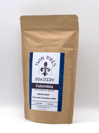 Colombia Coffee Beans - Twin Pikes Roastery - Medium Roast - 12oz - Angled