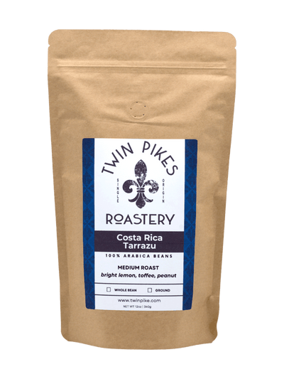 Costa Rica Tarrazu Coffee Beans - Twin Pikes Roastery - Medium Roast - 12oz - Front