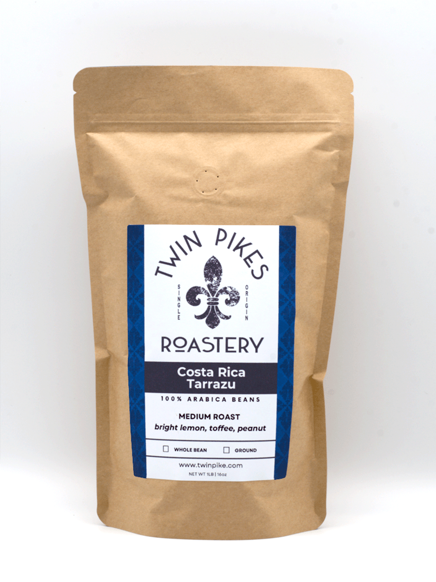 Costa Rica Tarrazu Coffee Beans - Twin Pikes Roastery - Medium Roast - 1lb - Front