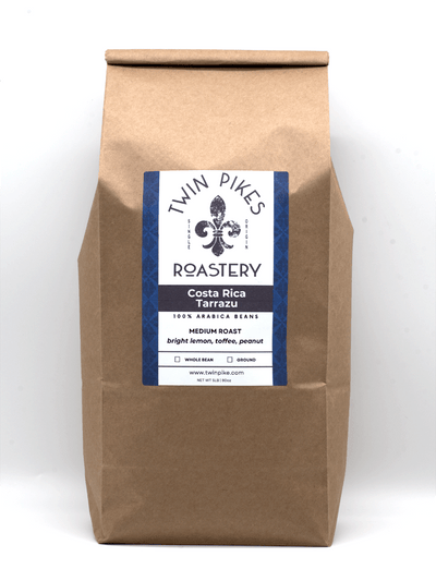 Costa Rica Tarrazu Coffee Beans - Twin Pikes Roastery - Medium Roast - 5lbs - Front