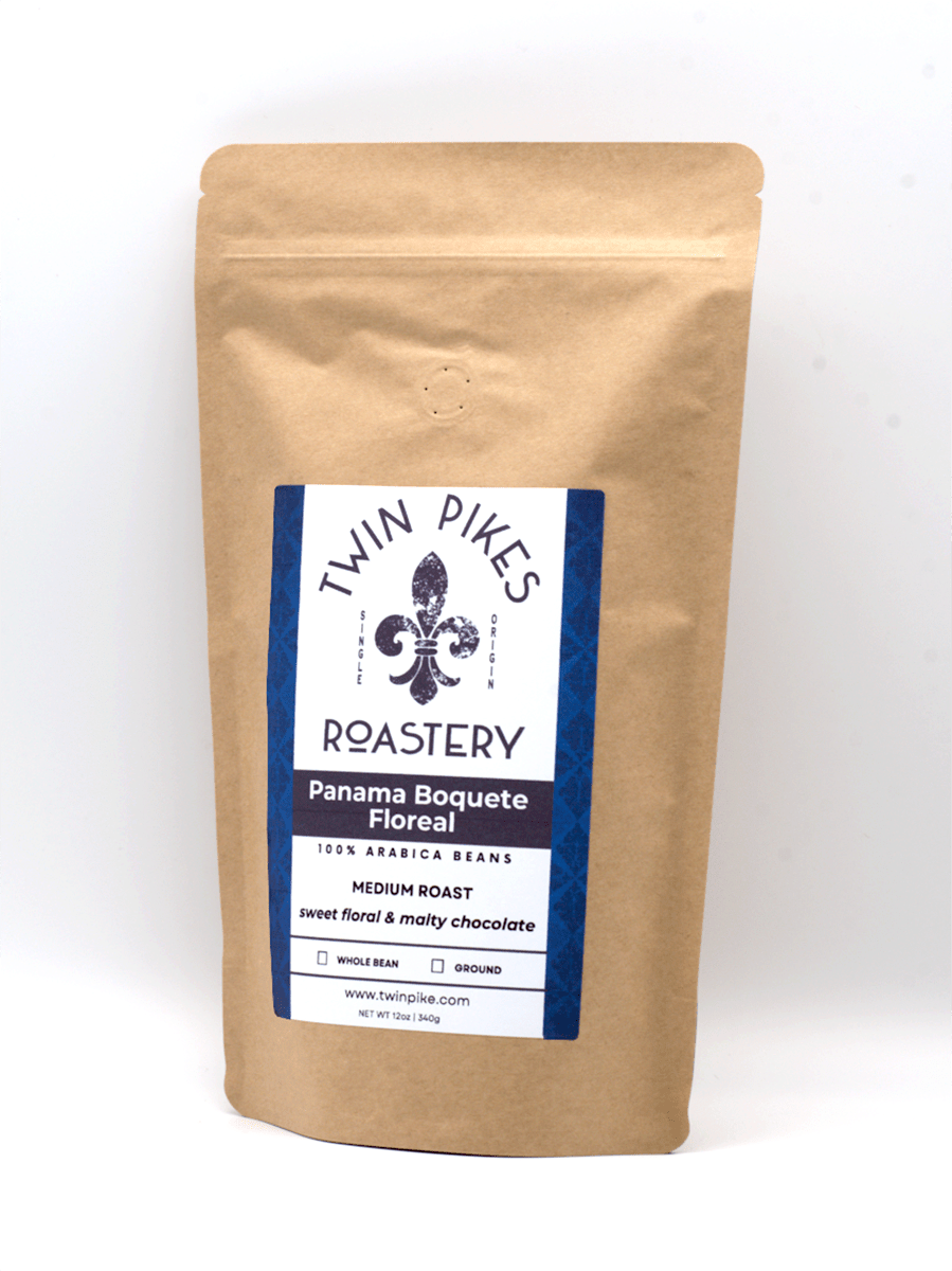 Panama Boquete Floreal Coffee Beans - Twin Pikes Roastery- Medium Roast - 12oz - Angled