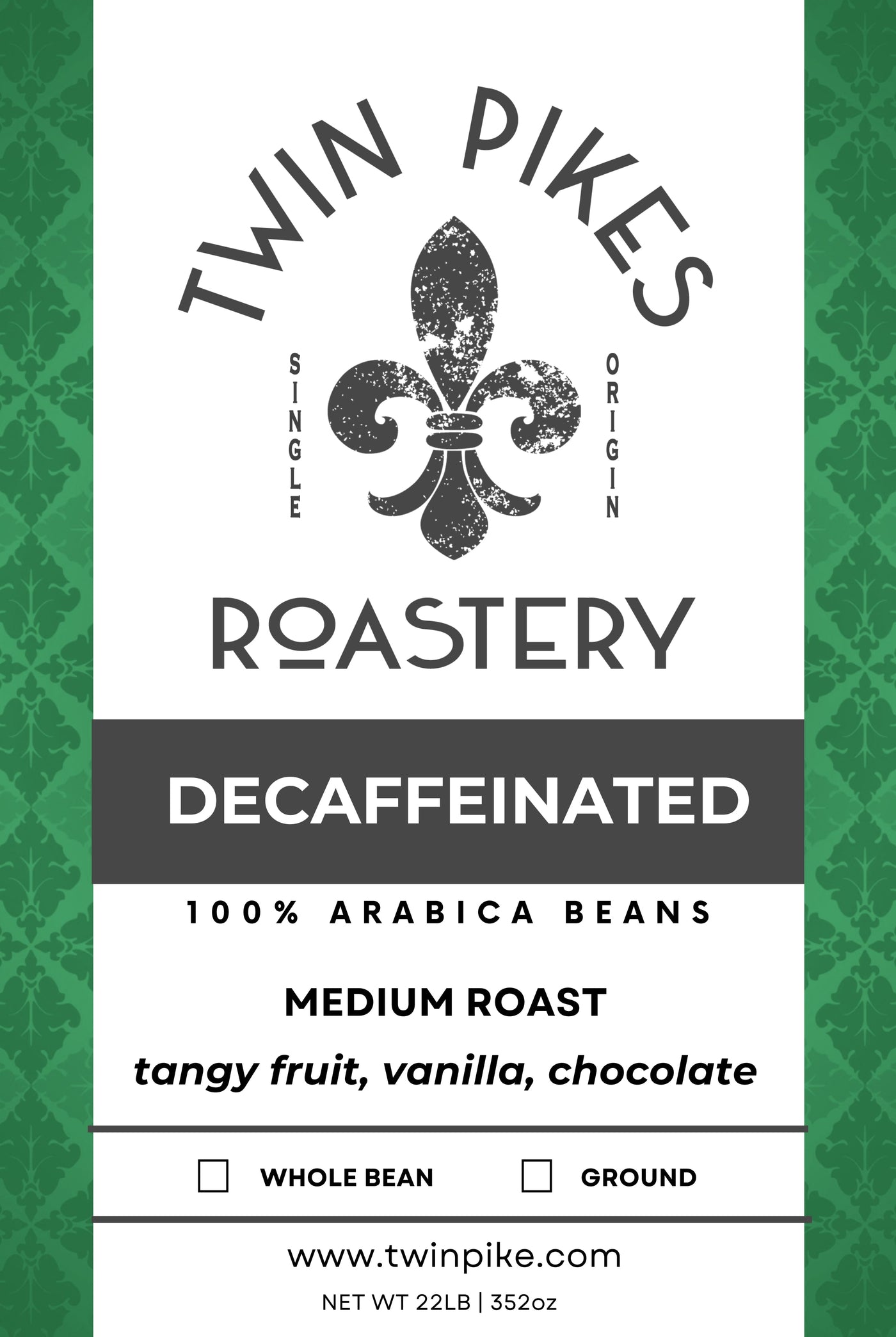 Single Origin Dacaffinated Coffee 22 pound Wholesale - Twin Pikes Roastery