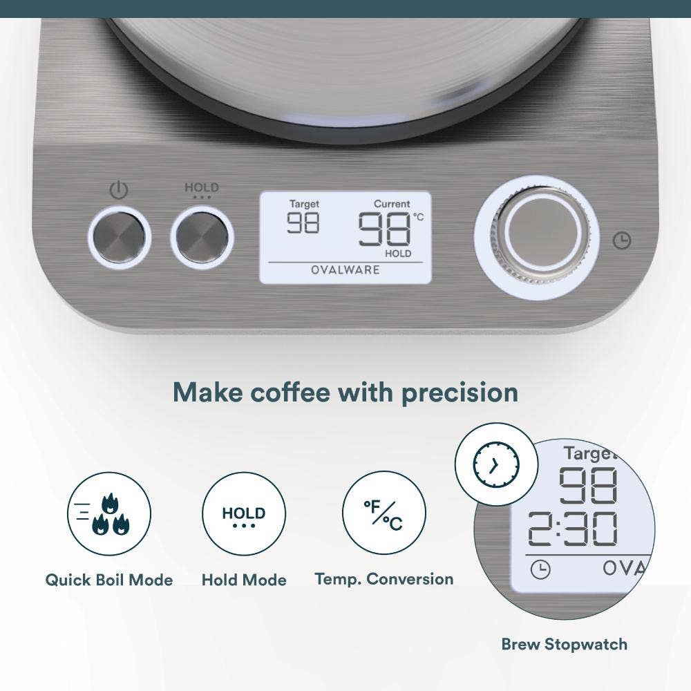 Stainless Steel Electric Gooseneck Kettle | Pour Over Kettle | Features - Twin Pikes Roastery