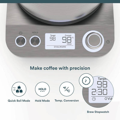 Stainless Steel Electric Gooseneck Kettle | Pour Over Kettle | Features - Twin Pikes Roastery