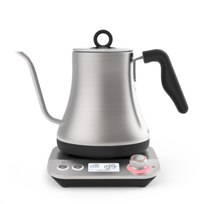 Stainless Steel Gooseneck Electric Pour Over Kettle | Variable Temp Control - Front View - Twin Pikes Roastery