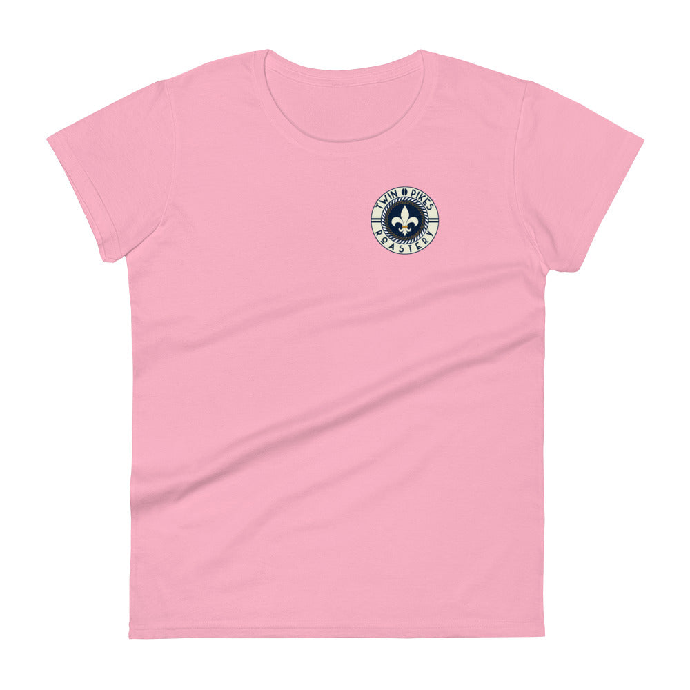Women's short sleeve t-shirt with chest logo -  Twin Pikes Roastery