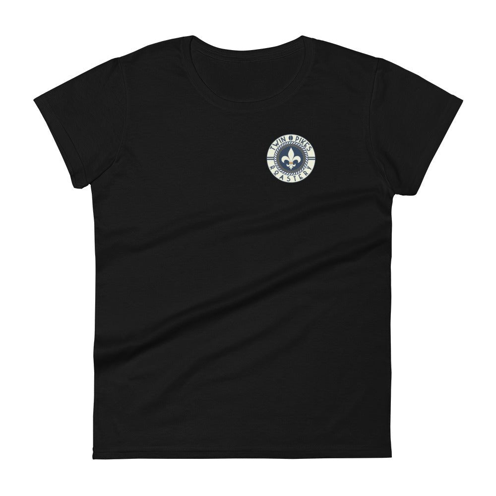 Women's short sleeve t-shirt with chest logo - Twin Pikes Roastery