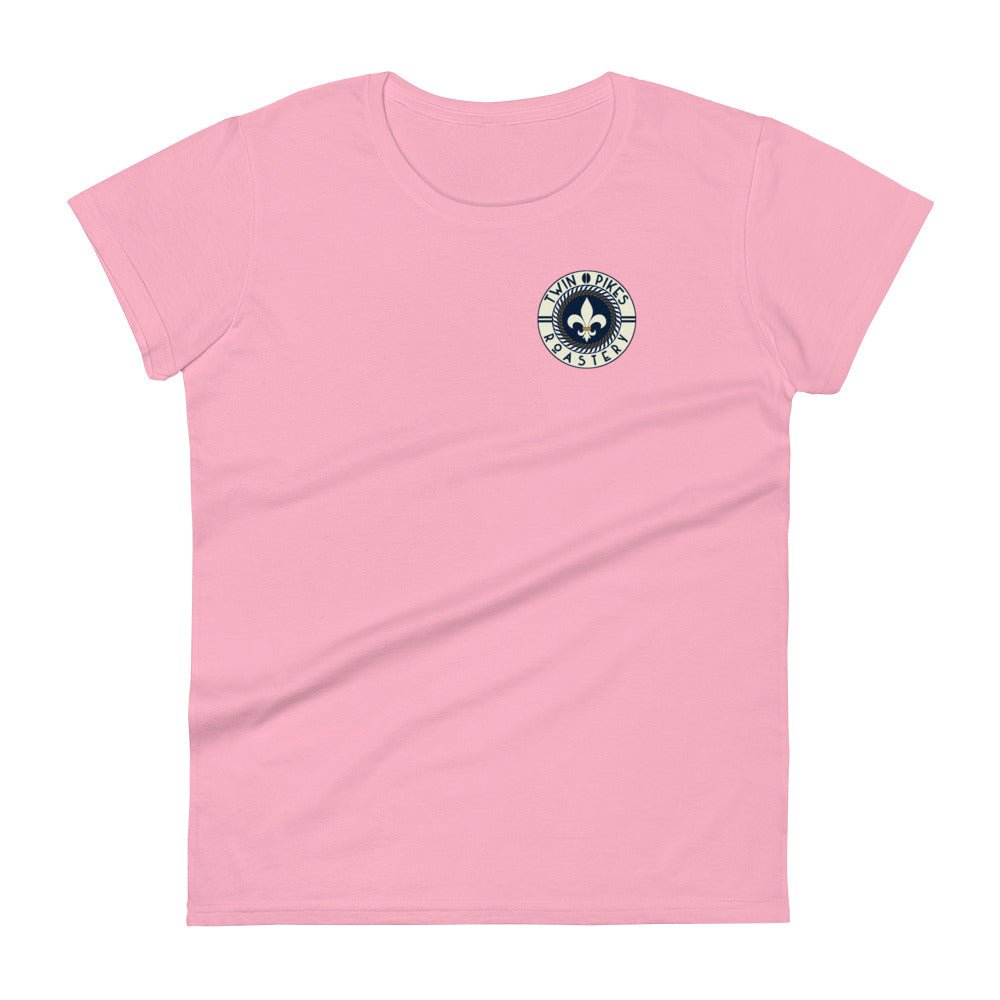 Women's short sleeve t-shirt with chest logo - Twin Pikes Roastery